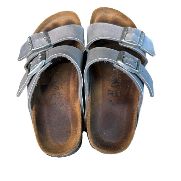 Women's Birkenstock Arizona Silver Birko-Flor Soft Footbed Size 37 Narrow US 6 - Picture 6 of 11